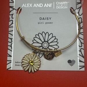 Alex and Ani Gold Daisy Bracelet with Yellow Stone